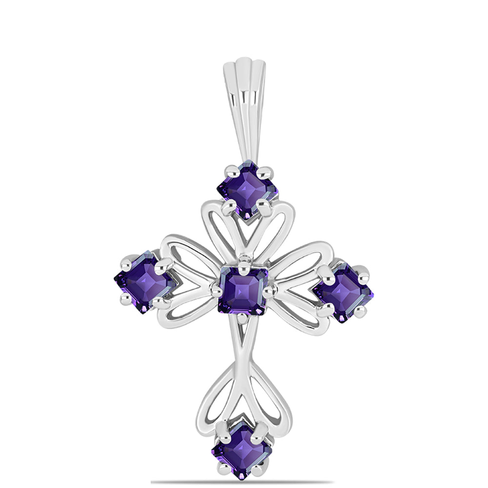 Cruz Pendente de Prata com Ametista de Marrocos