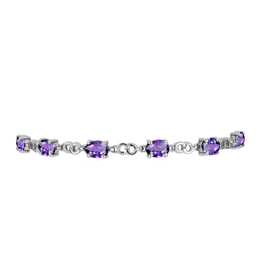 Pulseira de Prata com Ametista de Marrocos  Contraste: Cabeca de Veado (800)