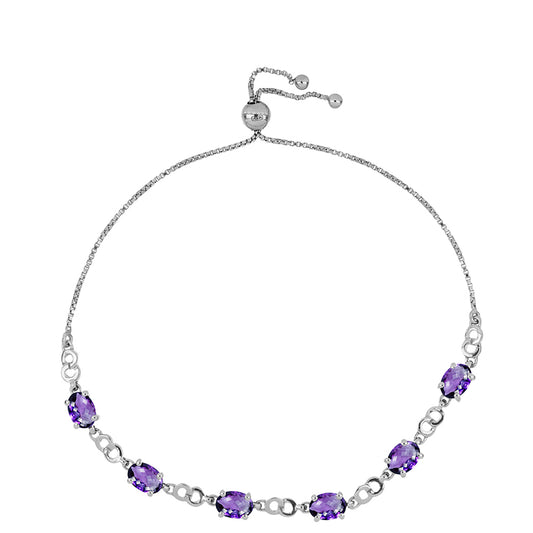 Pulseira de Prata com Ametista de Marrocos  Contraste: Cabeca de Veado (800)