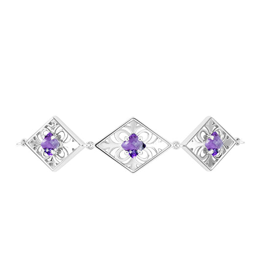 Pulseira de Prata com Ametista de Marrocos  Contraste: Cabeca de Veado (800)