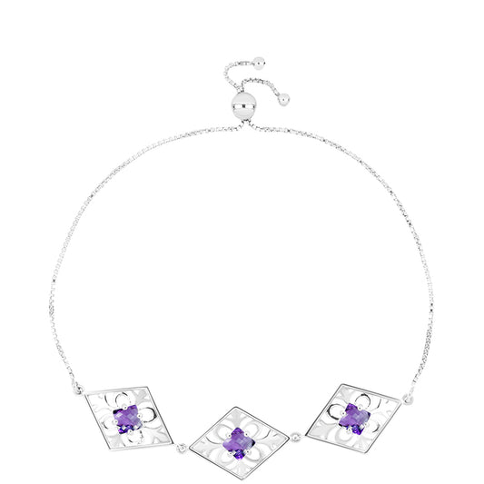 Pulseira de Prata com Ametista de Marrocos  Contraste: Cabeca de Veado (800)