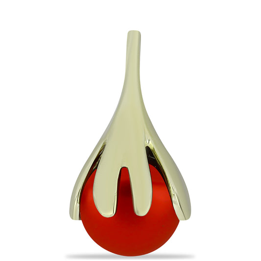 Pendente de Prata com Banho de Ouro com Pérola Vermelha de Água Doce