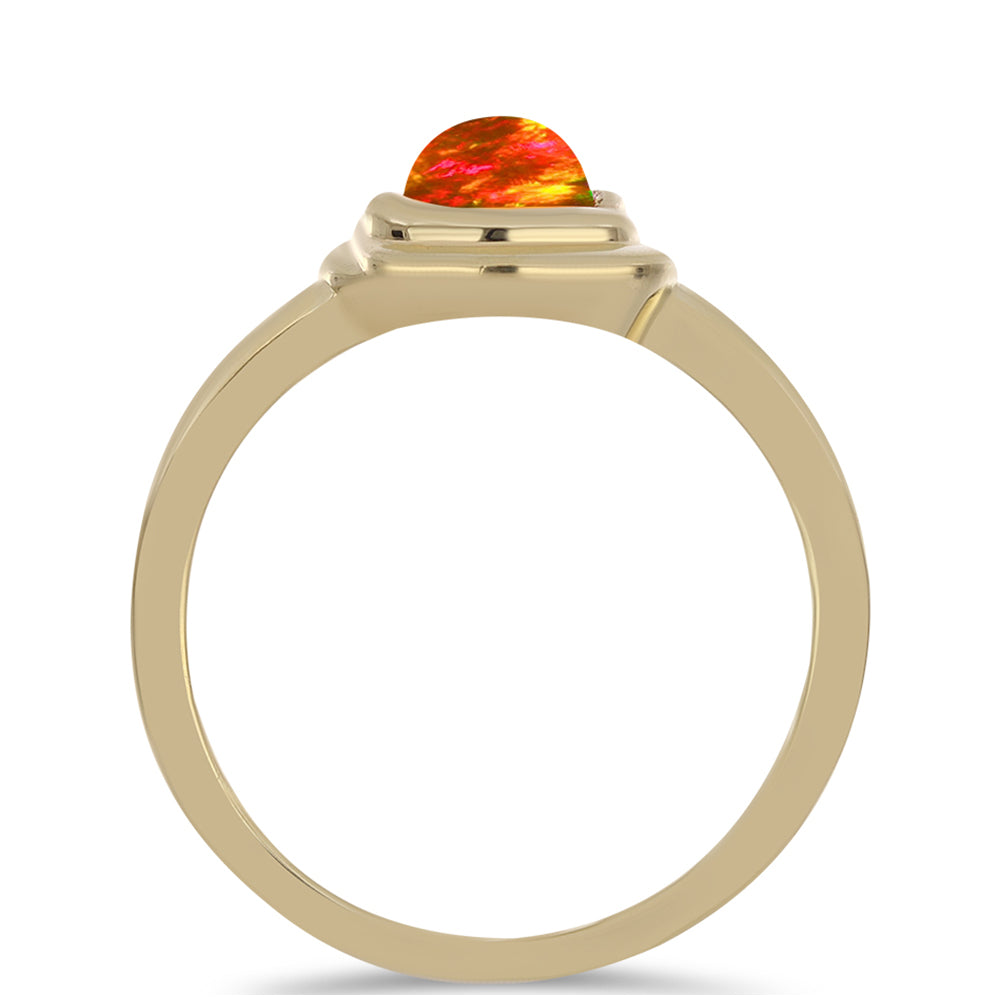 Anel de Prata com Banho de Ouro com Opala Fogo Americano 2 