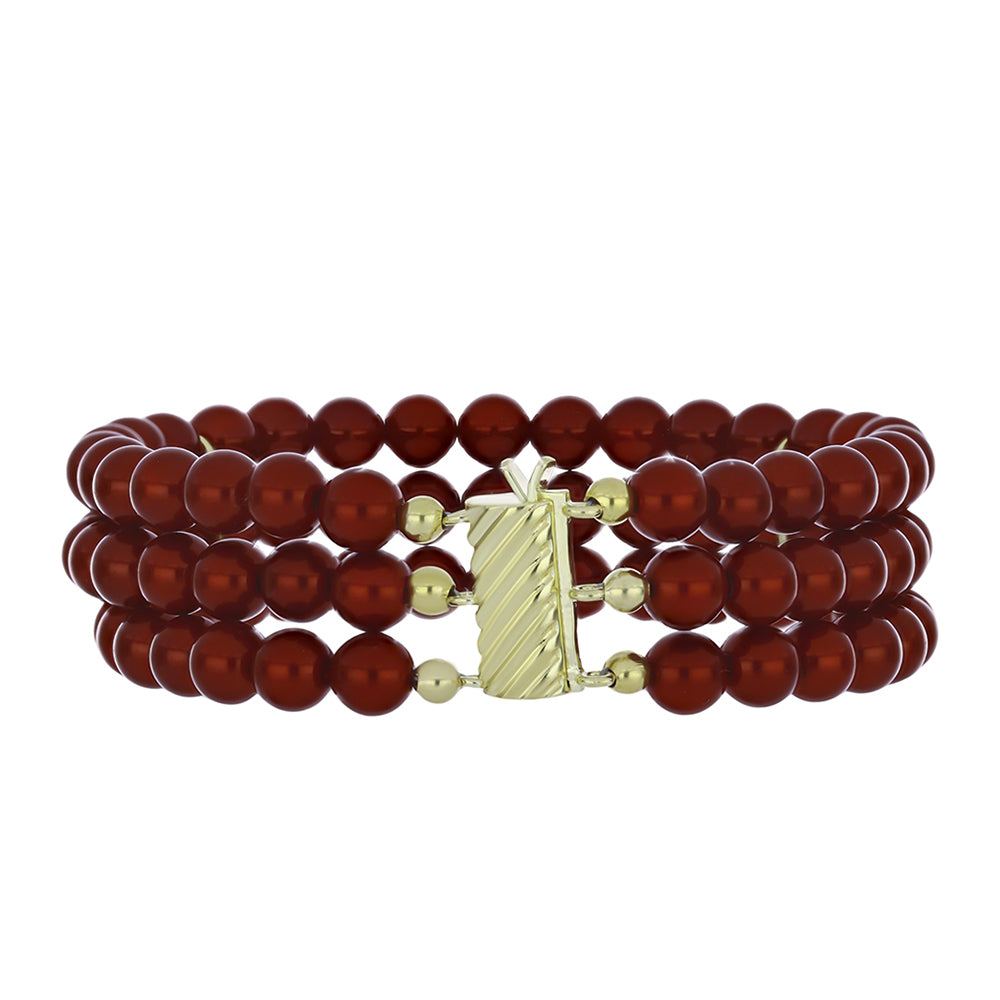 Pulseira de Prata com Banho de Ouro com Pérola Vermelha de Água Doce  Contraste: Cabeca de Veado (800)