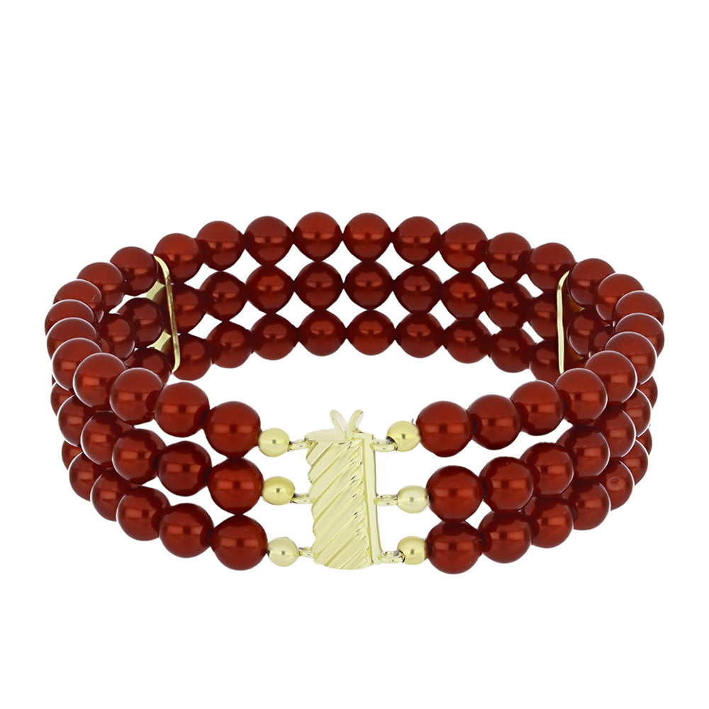 Pulseira de Prata com Banho de Ouro com Pérola Vermelha de Água Doce  Contraste: Cabeca de Veado (800) 1 