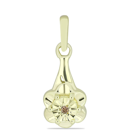 Pendente de Prata com Banho de Ouro com Diamante Champanhe