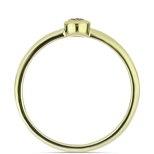 Anel de Prata com Banho de Ouro com Diamante Champanhe