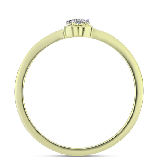 Anel de Prata com Banho de Ouro com Diamante Champanhe e Diamante Branco