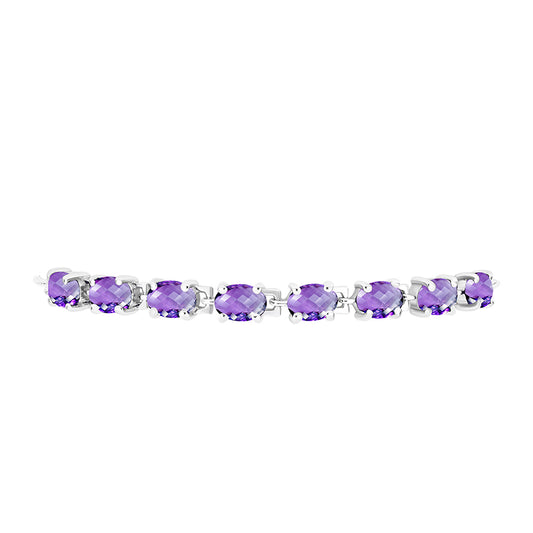 Pulseira de Prata com Ametista de Marrocos  Contraste: Cabeca de Veado (800)