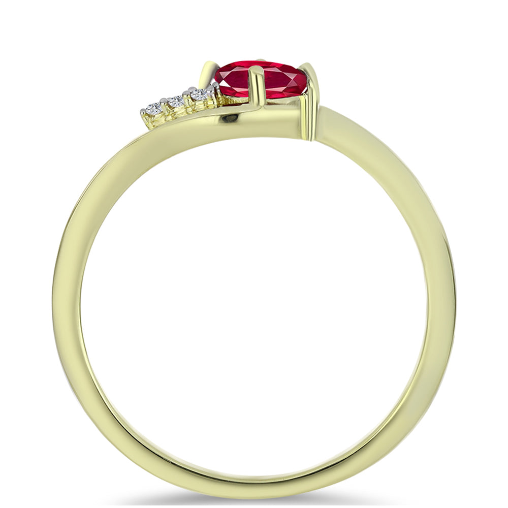 Anel de Prata com Banho de Ouro com Rubi de Madagáscar e Topázio Branco