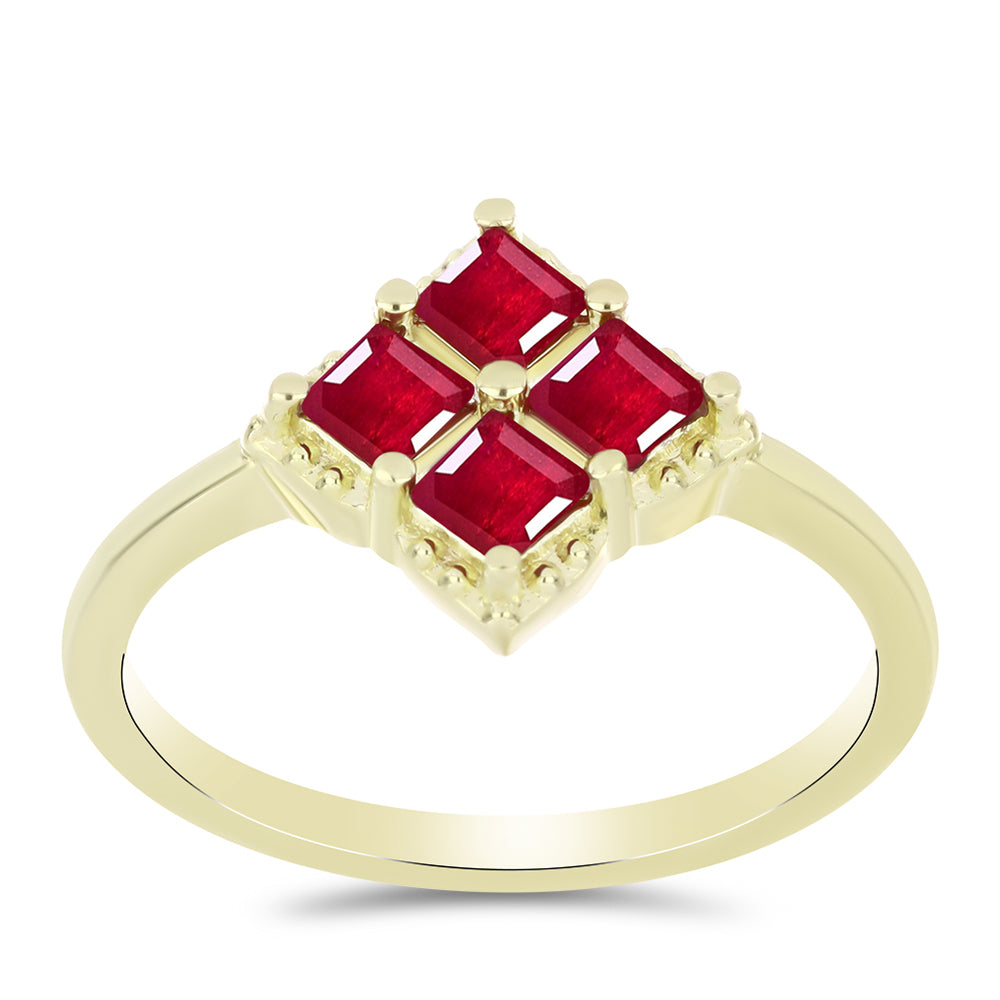Anel de Prata com Banho de Ouro com Rubi de Madagáscar 3 
