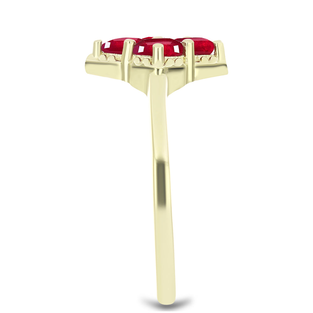 Anel de Prata com Banho de Ouro com Rubi de Madagáscar 4 