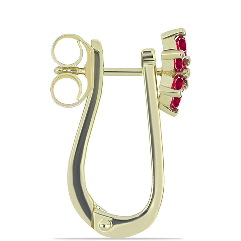 Conjunto de Prata com Banho de Ouro com Rubi de Madagáscar e Esmeralda do Brasil ( Brincos )  Contraste: Cabeca de Veado (800) 3 