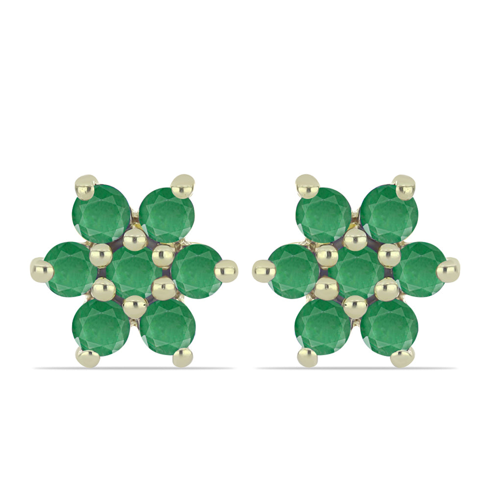 Conjunto de Prata com Banho de Ouro com Rubi de Madagáscar e Esmeralda do Brasil ( Brincos )  Contraste: Cabeca de Veado (800)