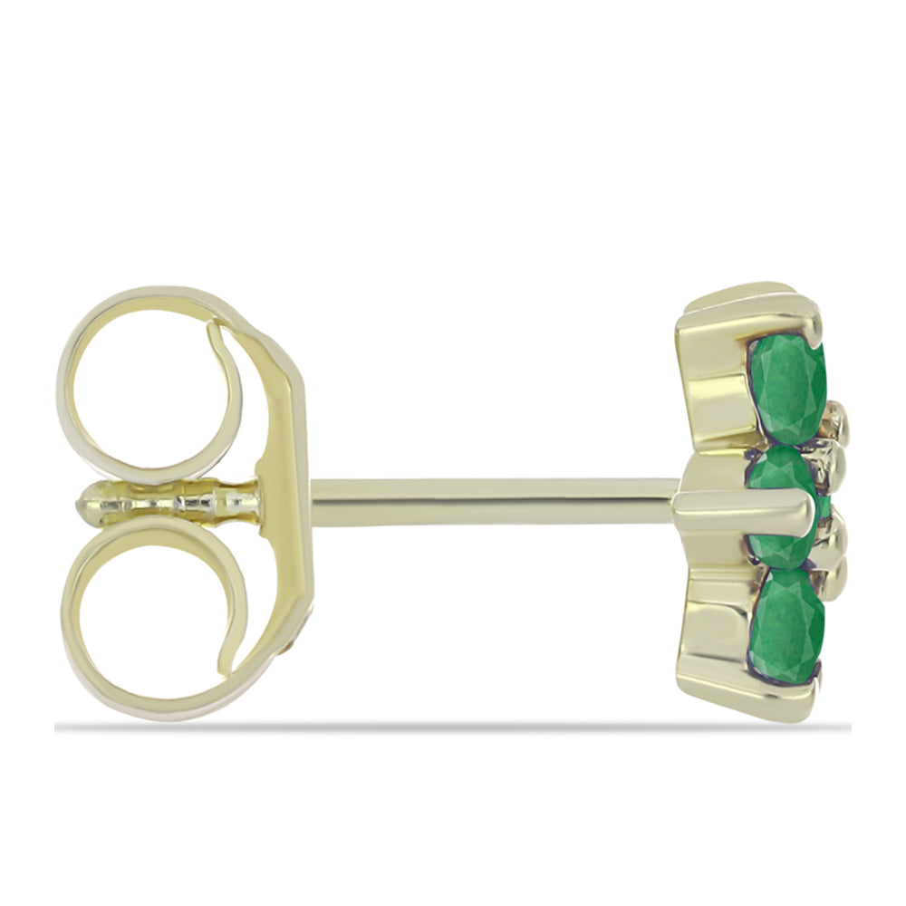 Conjunto de Prata com Banho de Ouro com Rubi de Madagáscar e Esmeralda do Brasil ( Brincos )  Contraste: Cabeca de Veado (800)