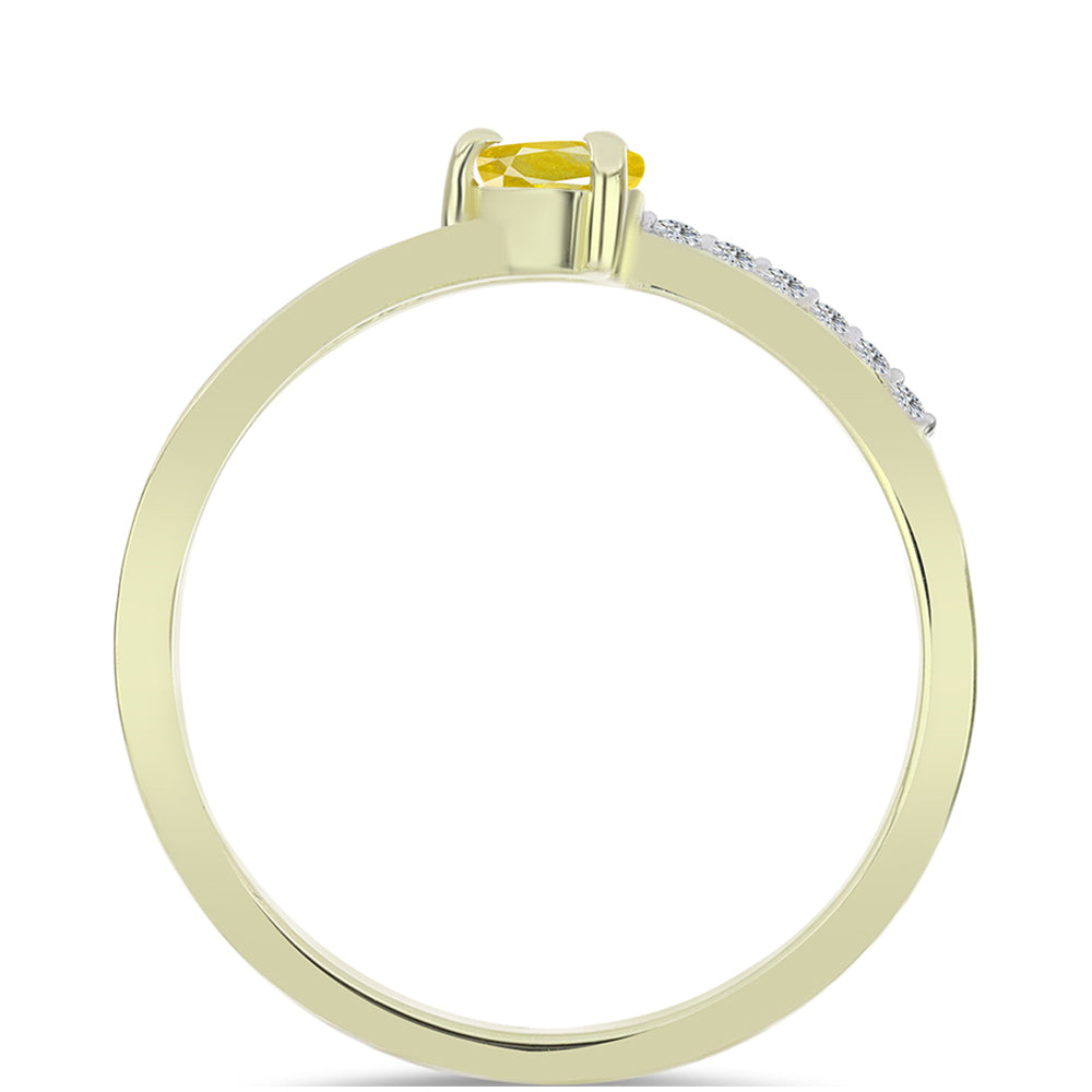 Anel de Prata com Banho de Ouro com Safira Amarela de Rosebery e Topázio Branco 3 