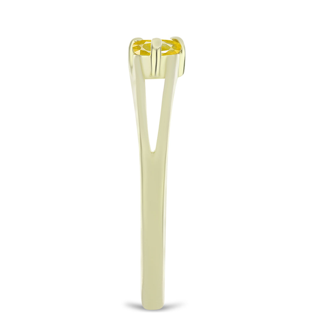 Anel de Prata com Banho de Ouro com Safira Amarela de Rosebery e Topázio Branco 4 