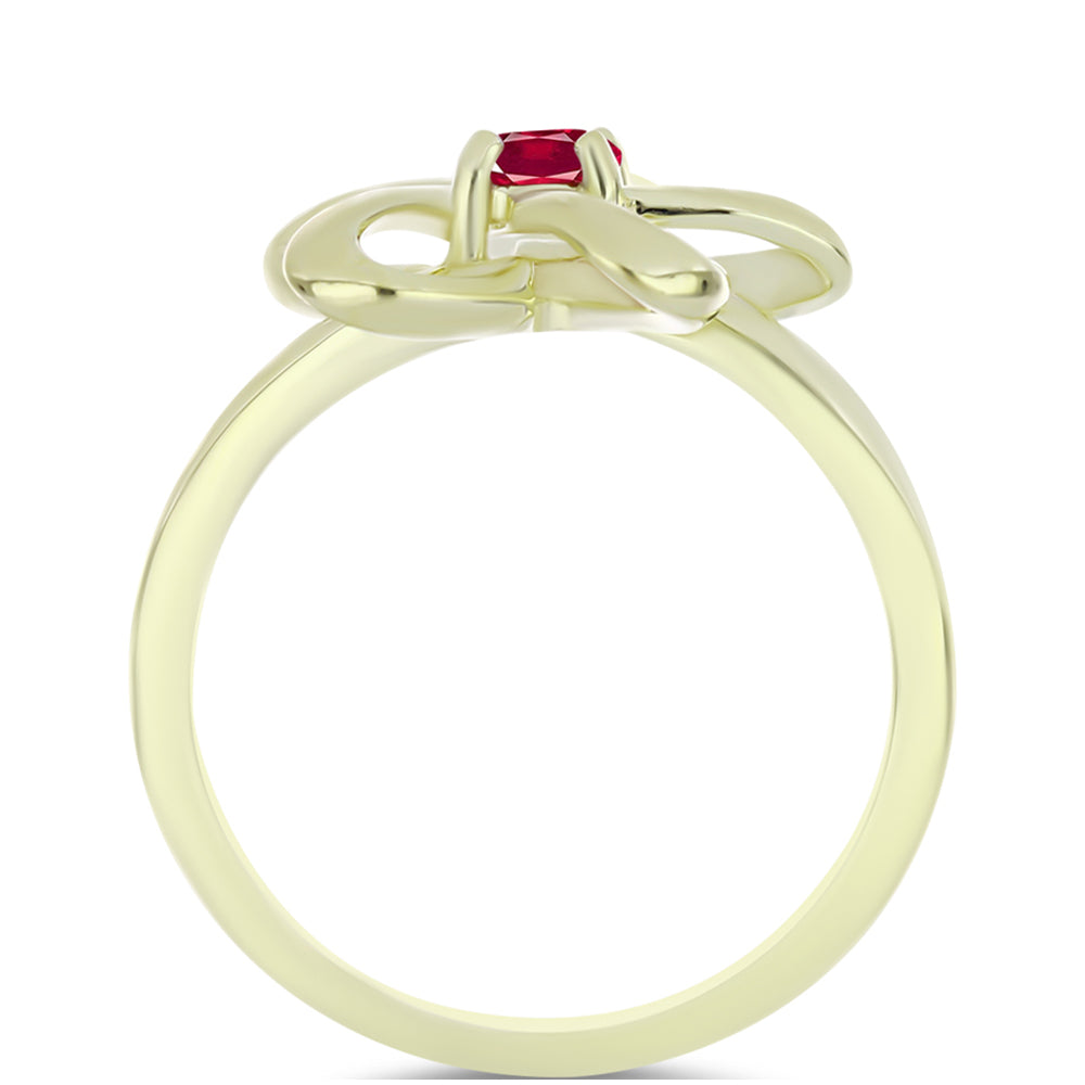 Anel de Prata com Banho de Ouro com Rubi de Madagáscar  Contraste: Cabeca de Veado (800) 2 