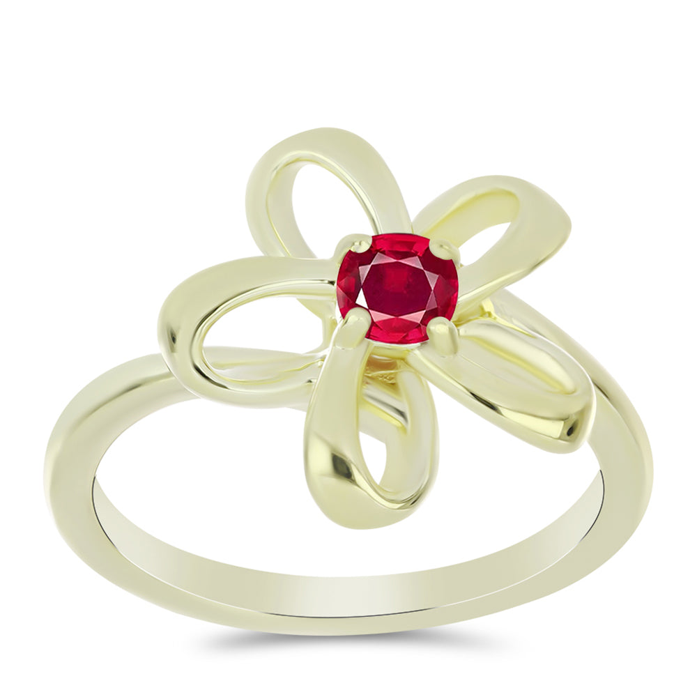 Anel de Prata com Banho de Ouro com Rubi de Madagáscar  Contraste: Cabeca de Veado (800) 3 