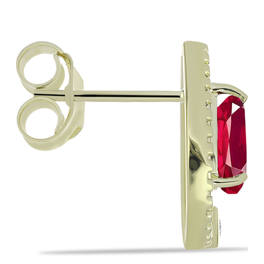Brincos de Prata com Banho de Ouro com Rubi de Madagáscar e Topázio Branco