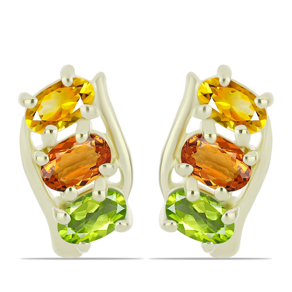 Brincos de Prata com Banho de Ouro com Safira Arco-íris de Rosebery