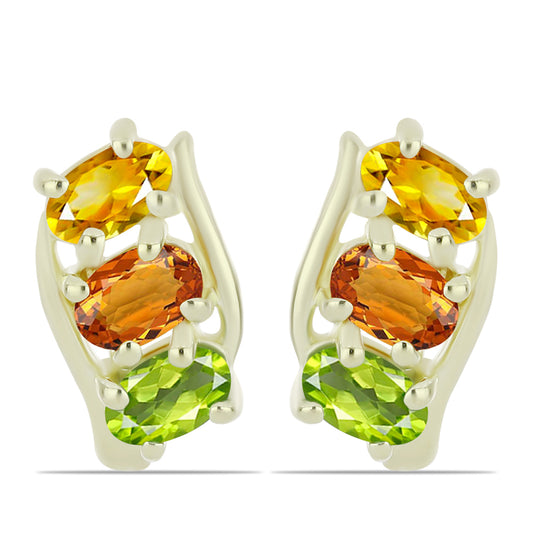 Brincos de Prata com Banho de Ouro com Safira Arco-íris de Rosebery