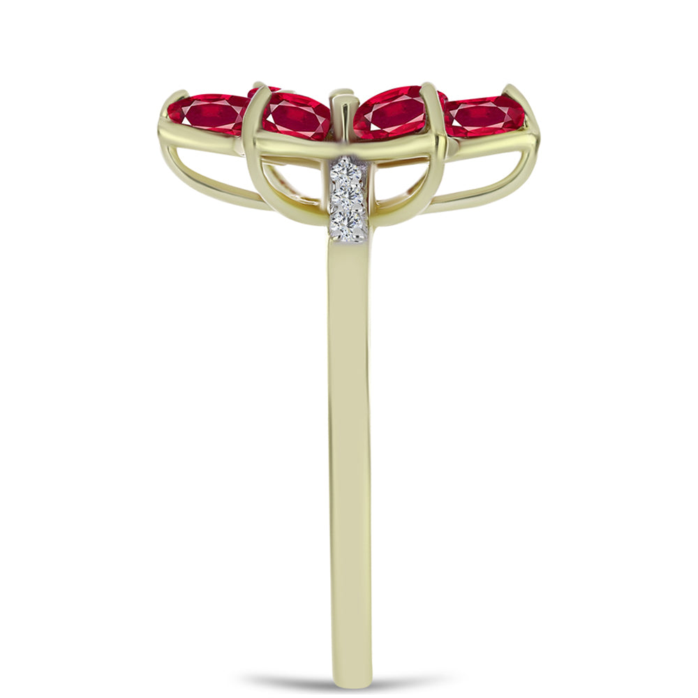 Anel de Prata com Banho de Ouro com Rubi de Madagáscar e Topázio Branco 4 