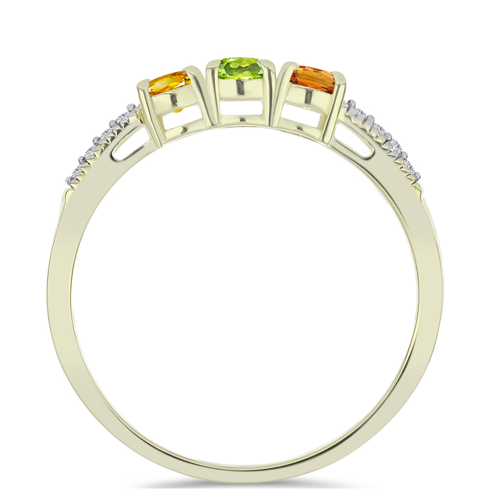 Anel de Prata com Banho de Ouro com Safira Arco-íris de Rosebery e Topázio Branco 3 