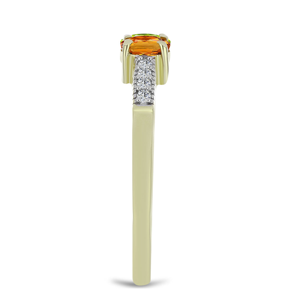 Anel de Prata com Banho de Ouro com Safira Arco-íris de Rosebery e Topázio Branco