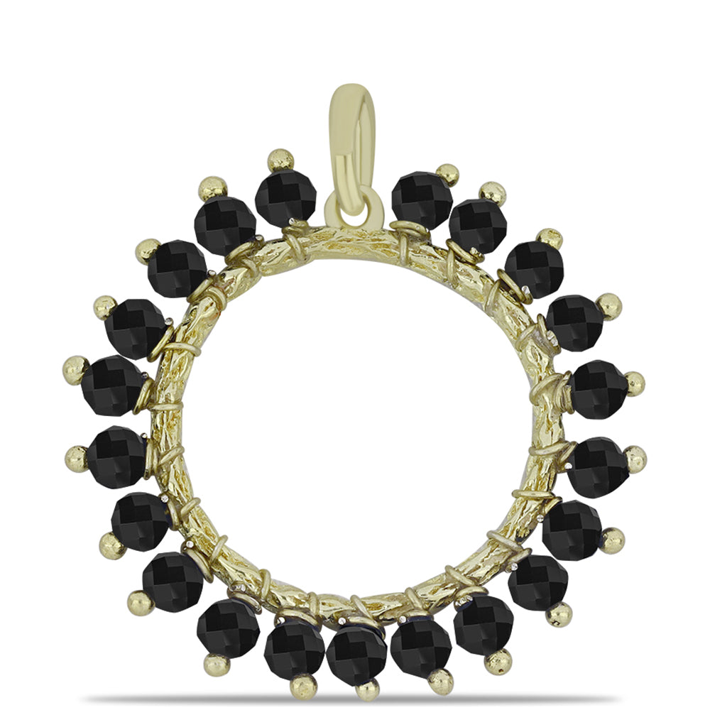 Pendente de Prata com Banho de Ouro com Ónix Preta de Suwar 1 