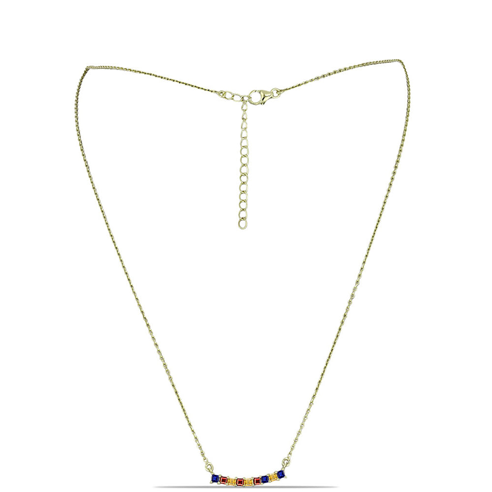 Colar de Prata com Banho de Ouro com Safira Arco-íris de Rosebery  Contraste: Cabeca de Veado (800) 1 