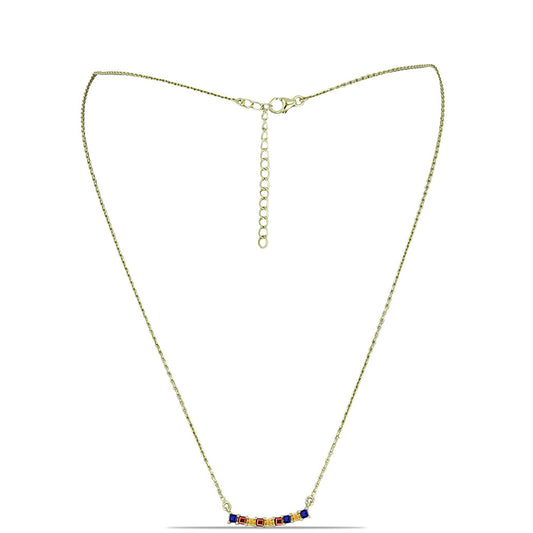 Colar de Prata com Banho de Ouro com Safira Arco-íris de Rosebery  Contraste: Cabeca de Veado (800)