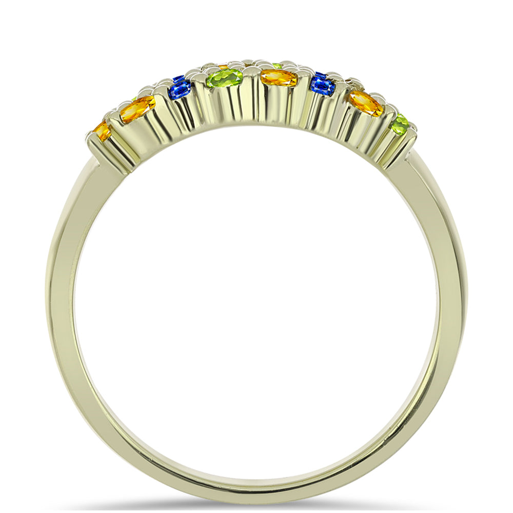 Anel de Prata com Banho de Ouro com Safira Arco-íris de Rosebery  Contraste: Cabeca de Veado (800) 2 