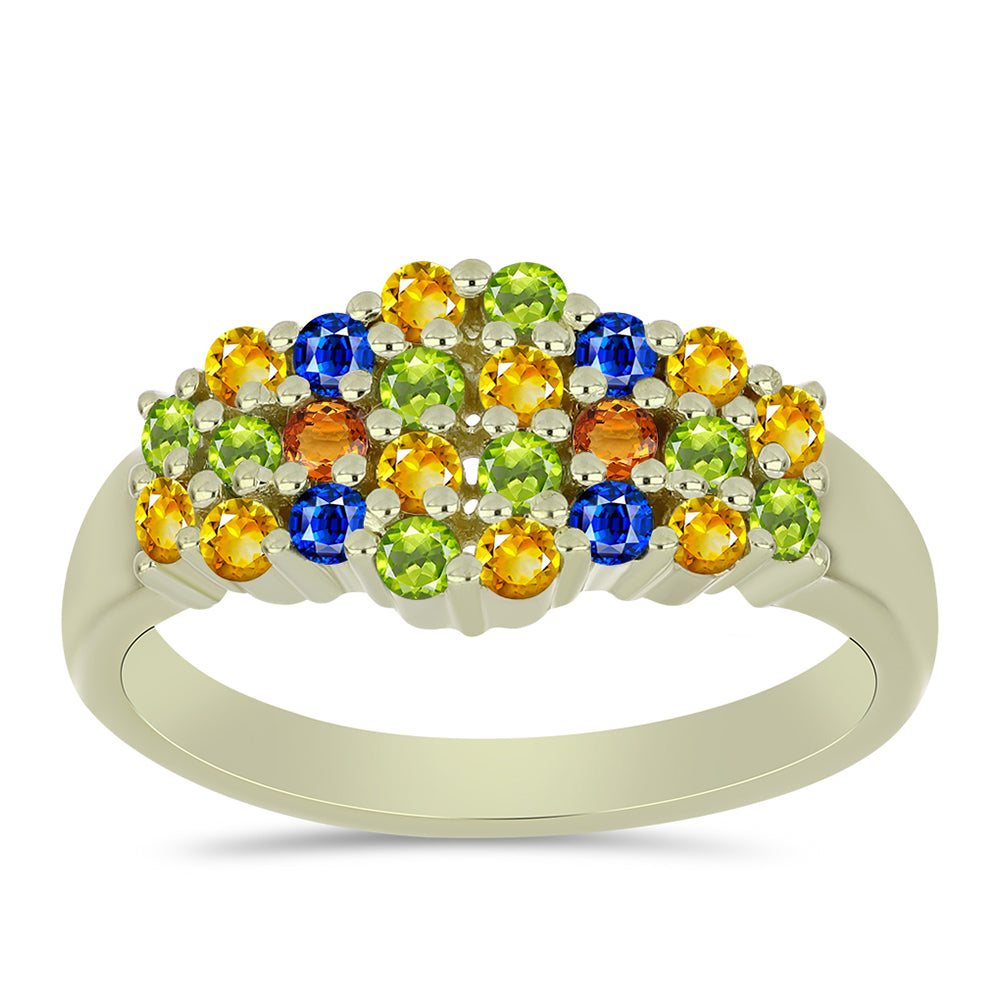 Anel de Prata com Banho de Ouro com Safira Arco-íris de Rosebery  Contraste: Cabeca de Veado (800) 3 