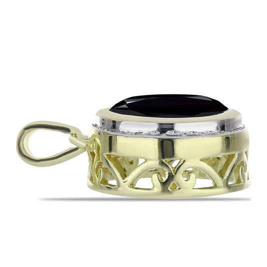 Pendente de Prata com Banho de Ouro com Ónix Preta de Suwar e Topázio Branco