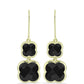 Brincos de Prata com Banho de Ouro com Ónix Preta de Suwar