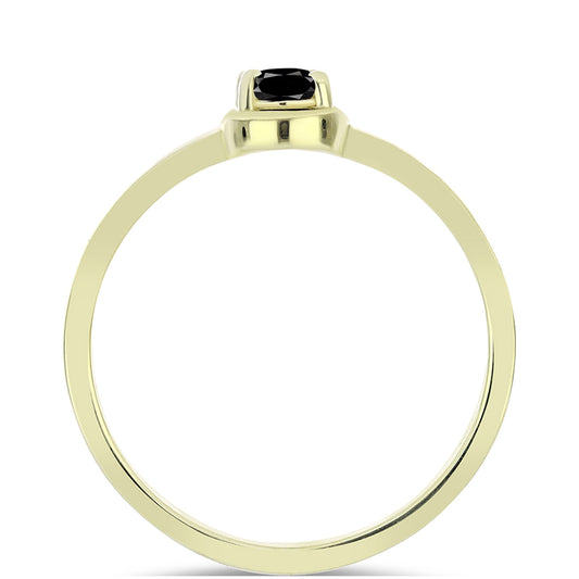 Anel de Prata com Banho de Ouro com Ónix Preta de Suwar