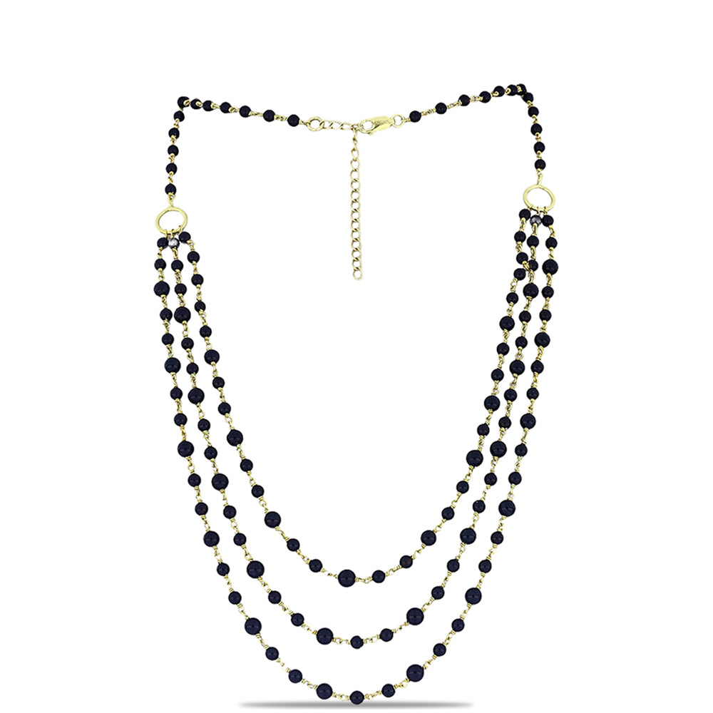 Colar de Prata com Banho de Ouro com Ónix Preta de Suwar  Contraste: Cabeca de Veado (800)