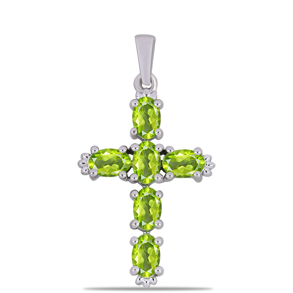 Cruz Pendente de Prata com Peridoto de Changbai 1 