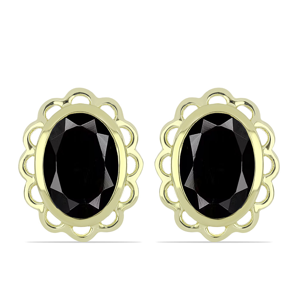 Brincos de Prata com Banho de Ouro com Ónix Preta de Suwar 1 