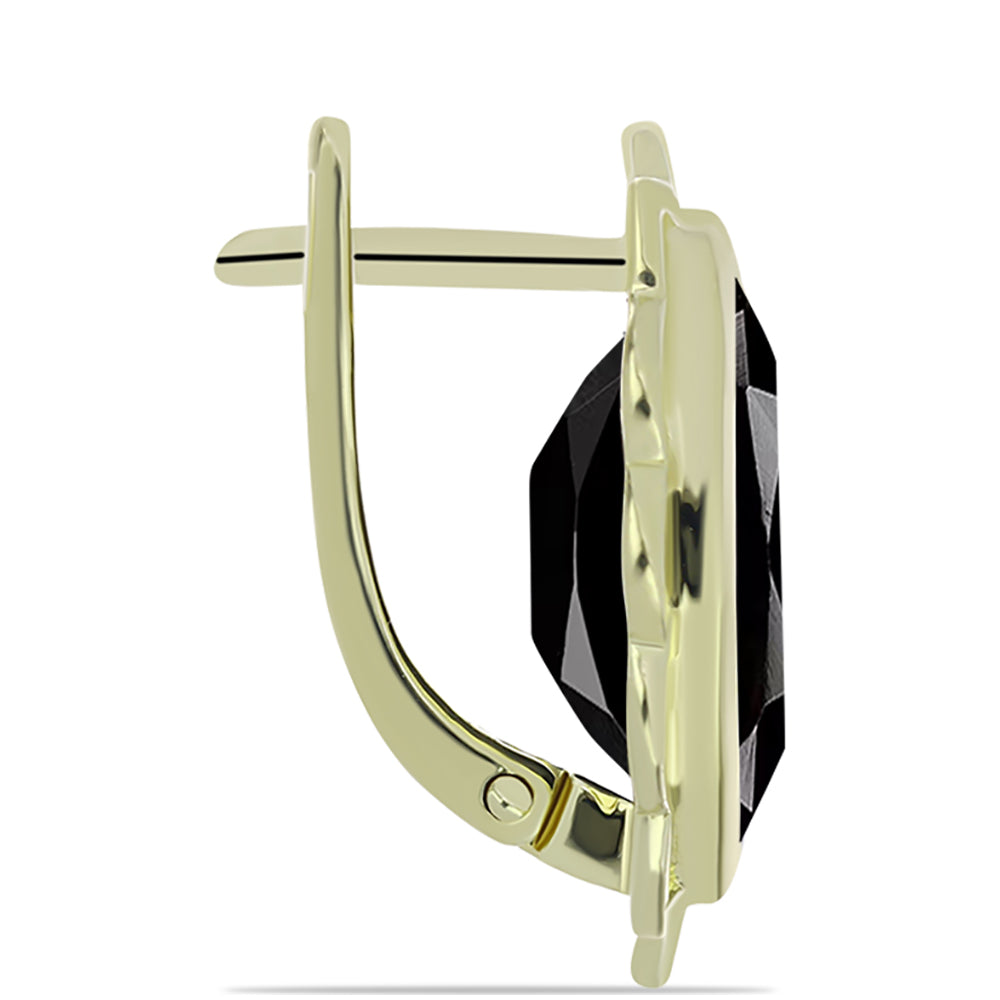 Brincos de Prata com Banho de Ouro com Ónix Preta de Suwar 2 