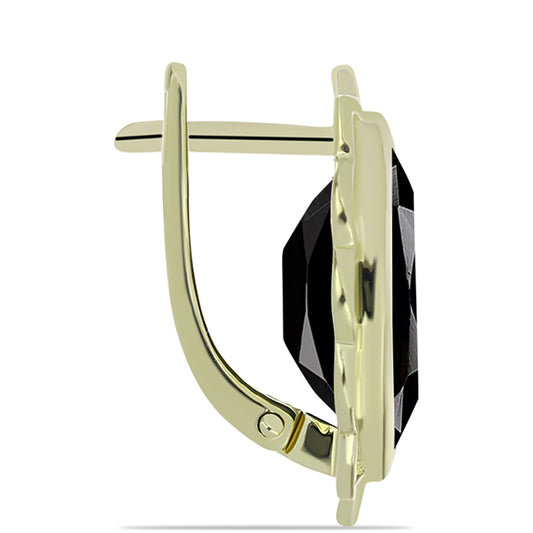 Brincos de Prata com Banho de Ouro com Ónix Preta de Suwar