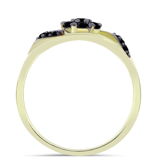 Anel de Prata com Banho de Ouro com Ónix Preta de Suwar