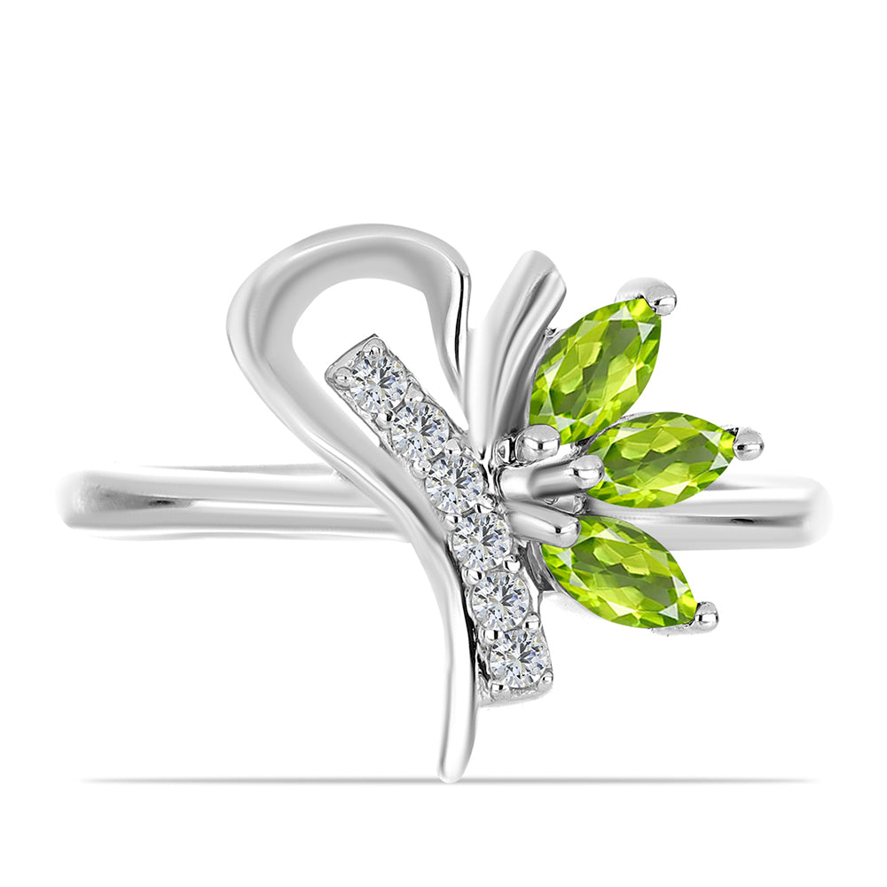 Anel de Prata com Peridoto de Changbai e Topázio Branco 1 