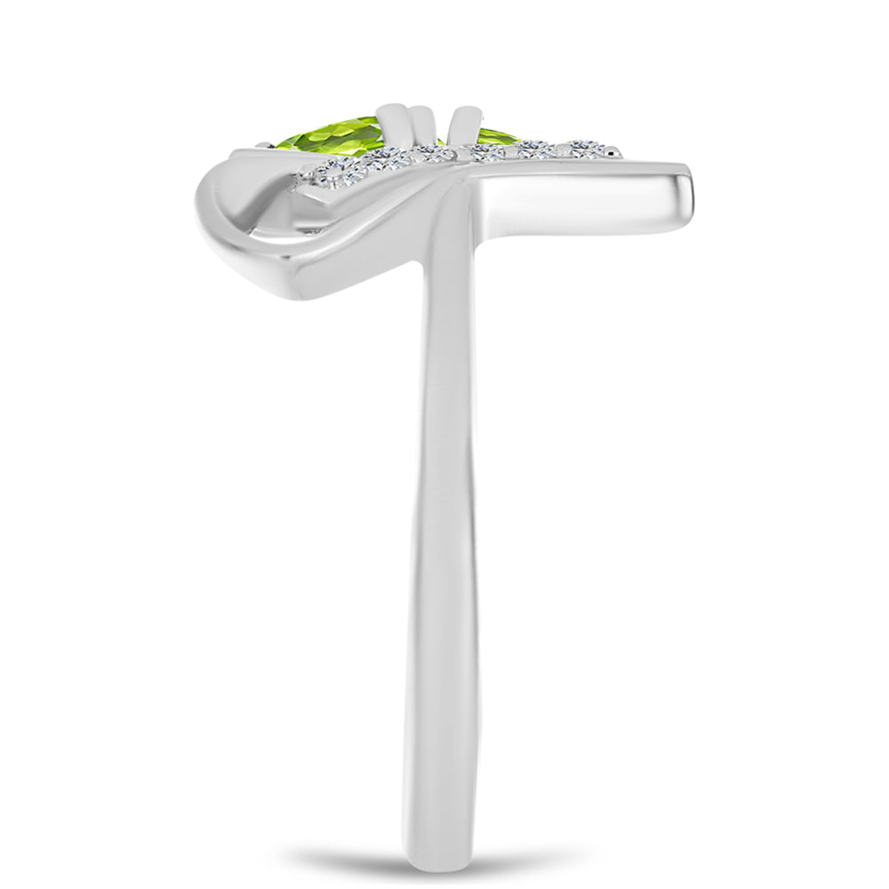 Anel de Prata com Peridoto de Changbai e Topázio Branco 4 
