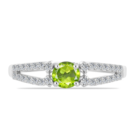 Anel de Prata com Peridoto de Changbai e Topázio Branco