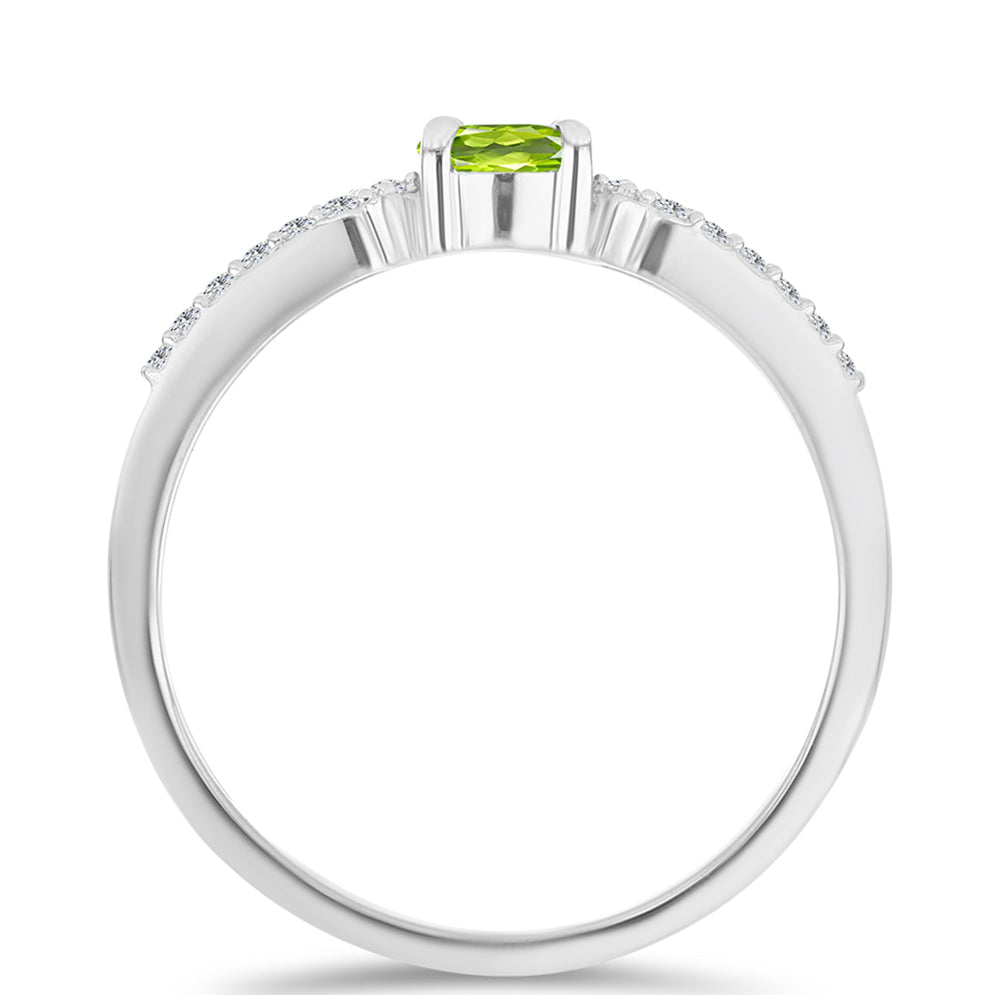 Anel de Prata com Peridoto de Changbai e Topázio Branco