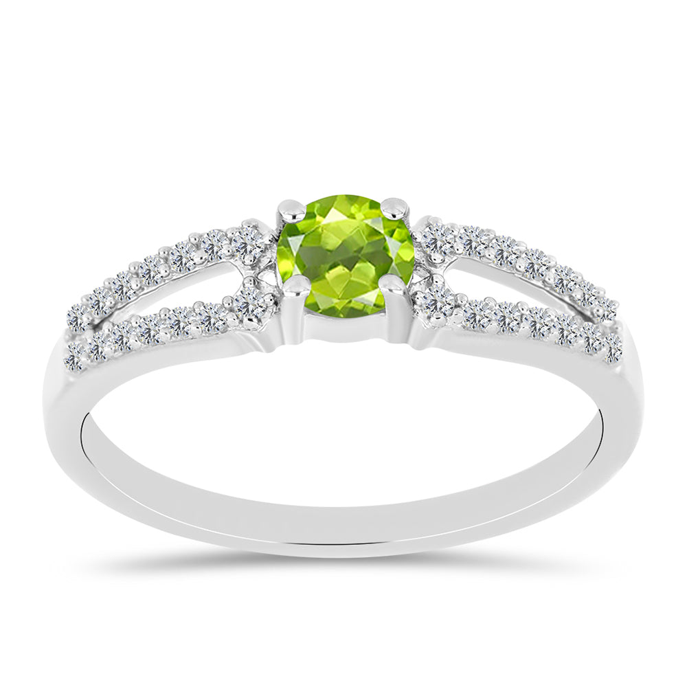 Anel de Prata com Peridoto de Changbai e Topázio Branco 1 