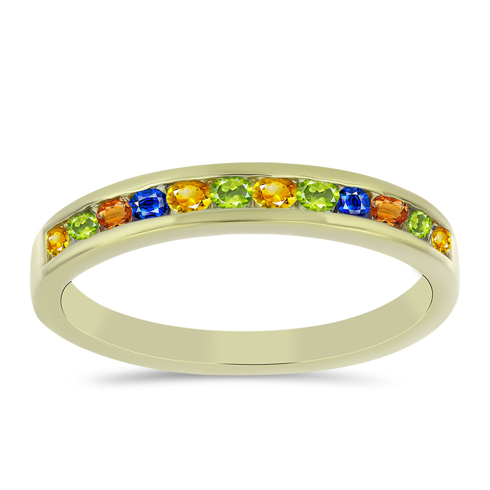 Anel de Prata com Banho de Ouro com Safira Arco-íris de Rosebery 1 