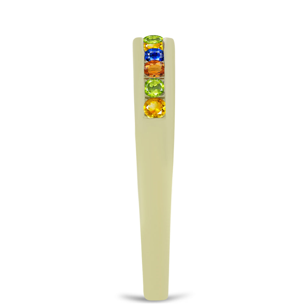 Anel de Prata com Banho de Ouro com Safira Arco-íris de Rosebery